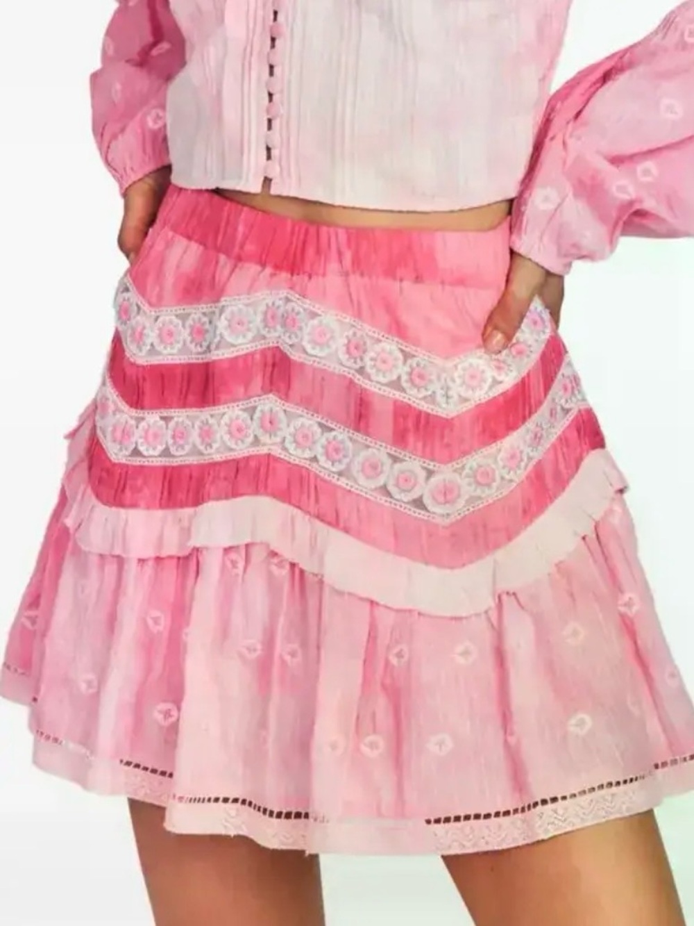 LOVESHACKFANCY Felice Mini Skirt Pink Size P!!!!